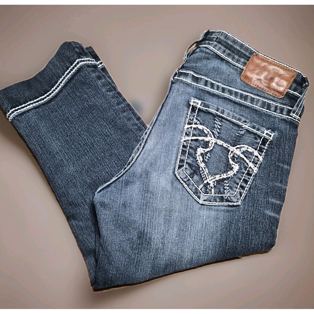 2000s Big Star Maddie Capri Jeans Womens 30 Mid Rise Stretch Denim Embroidered
